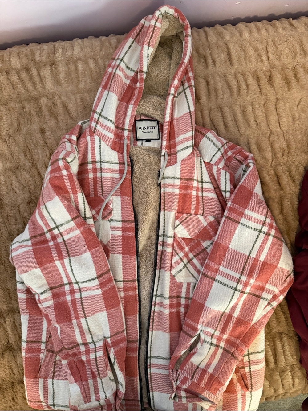Pink Plaid Hooded Puffer Jacket for Kids